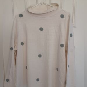 Loft Mockneck Sweater Size XL Cream Gray Dots Long Sleeve + FREE 🎁 GIFT